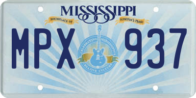 MS license plate MPX937