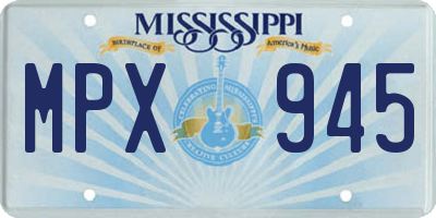 MS license plate MPX945