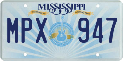 MS license plate MPX947