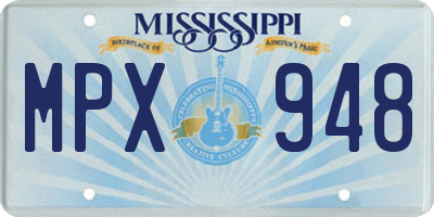 MS license plate MPX948
