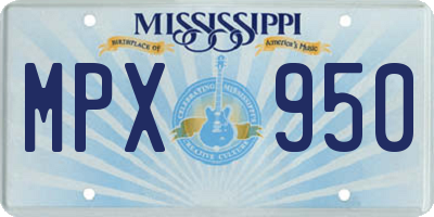 MS license plate MPX950