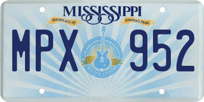 MS license plate MPX952