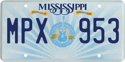 MS license plate MPX953