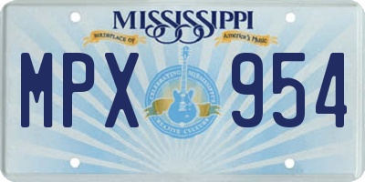 MS license plate MPX954