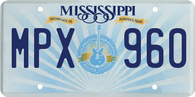 MS license plate MPX960