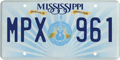 MS license plate MPX961