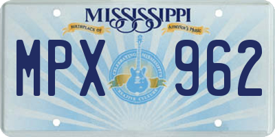 MS license plate MPX962