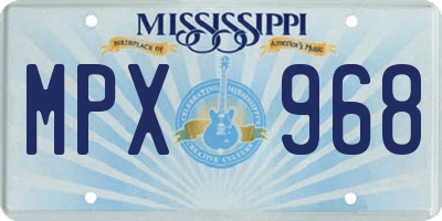 MS license plate MPX968