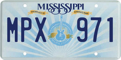 MS license plate MPX971