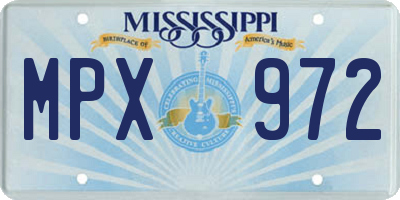 MS license plate MPX972