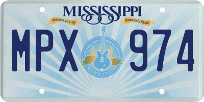 MS license plate MPX974