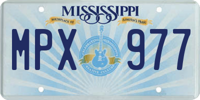 MS license plate MPX977