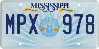 MS license plate MPX978