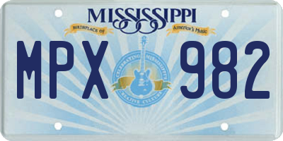 MS license plate MPX982