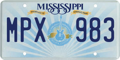MS license plate MPX983