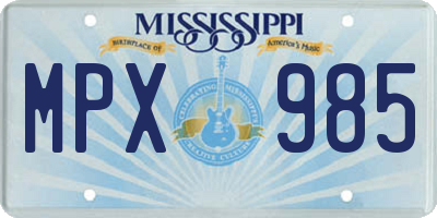 MS license plate MPX985