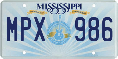 MS license plate MPX986