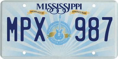 MS license plate MPX987