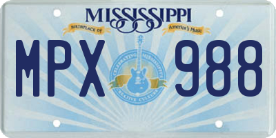 MS license plate MPX988