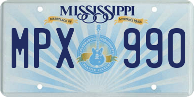 MS license plate MPX990
