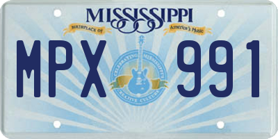 MS license plate MPX991