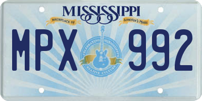 MS license plate MPX992