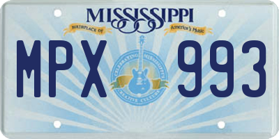 MS license plate MPX993