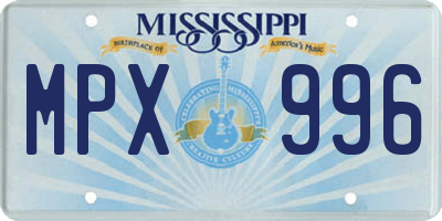 MS license plate MPX996