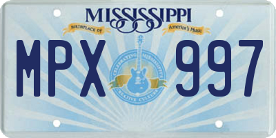 MS license plate MPX997
