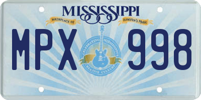MS license plate MPX998