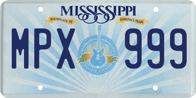 MS license plate MPX999