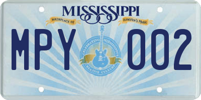MS license plate MPY002