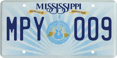MS license plate MPY009