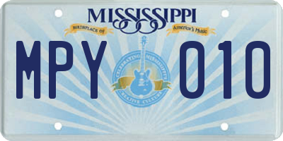 MS license plate MPY010