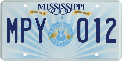 MS license plate MPY012