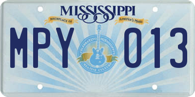 MS license plate MPY013