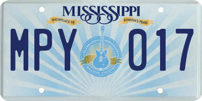 MS license plate MPY017