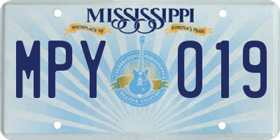 MS license plate MPY019