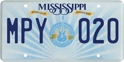 MS license plate MPY020