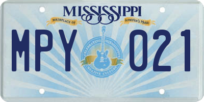 MS license plate MPY021