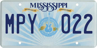MS license plate MPY022