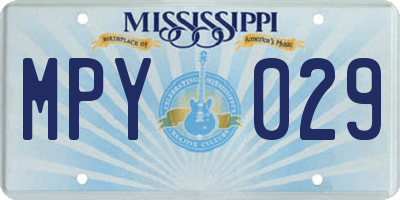 MS license plate MPY029