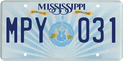 MS license plate MPY031
