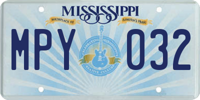 MS license plate MPY032