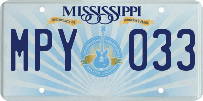 MS license plate MPY033