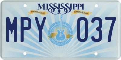 MS license plate MPY037
