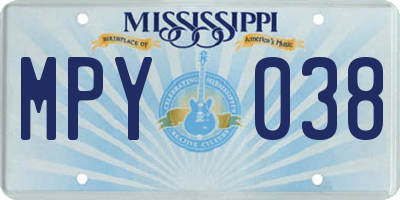 MS license plate MPY038