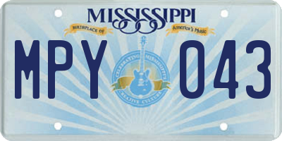 MS license plate MPY043