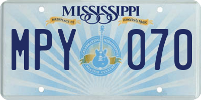 MS license plate MPY070