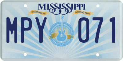 MS license plate MPY071